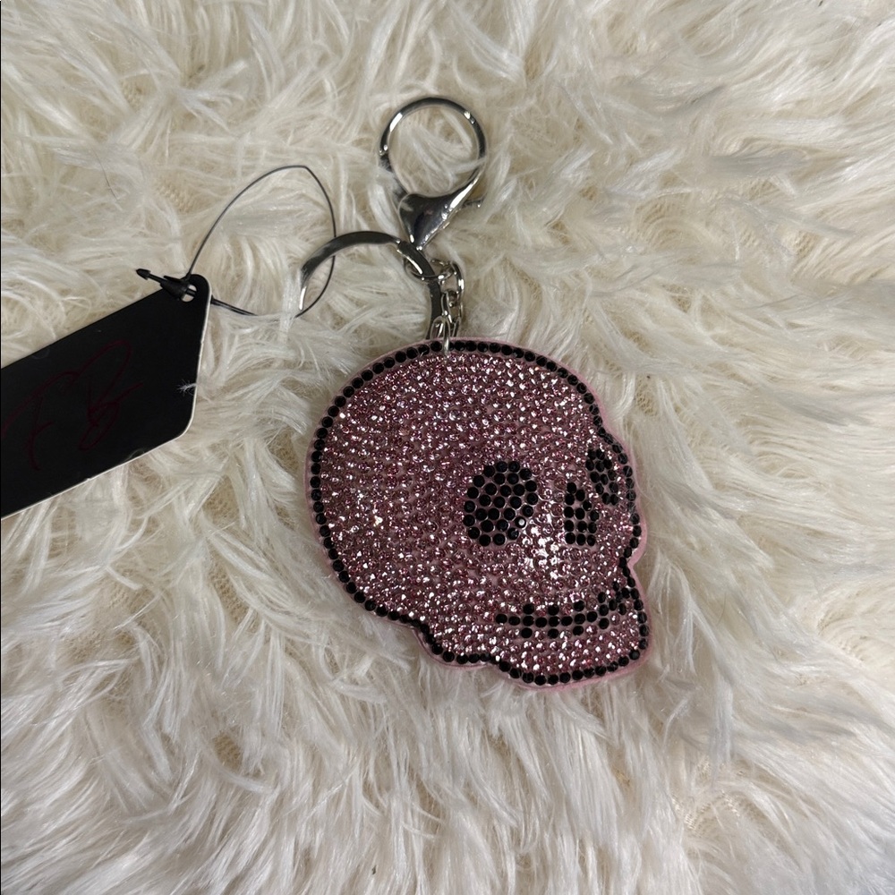 Sparkling Pink Skull Keychain